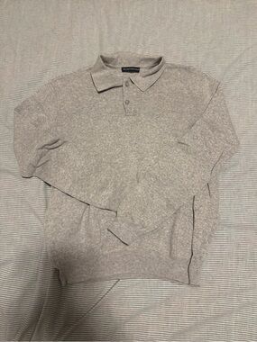 Brandy Melville Heather Grey Knit Polo Sweater